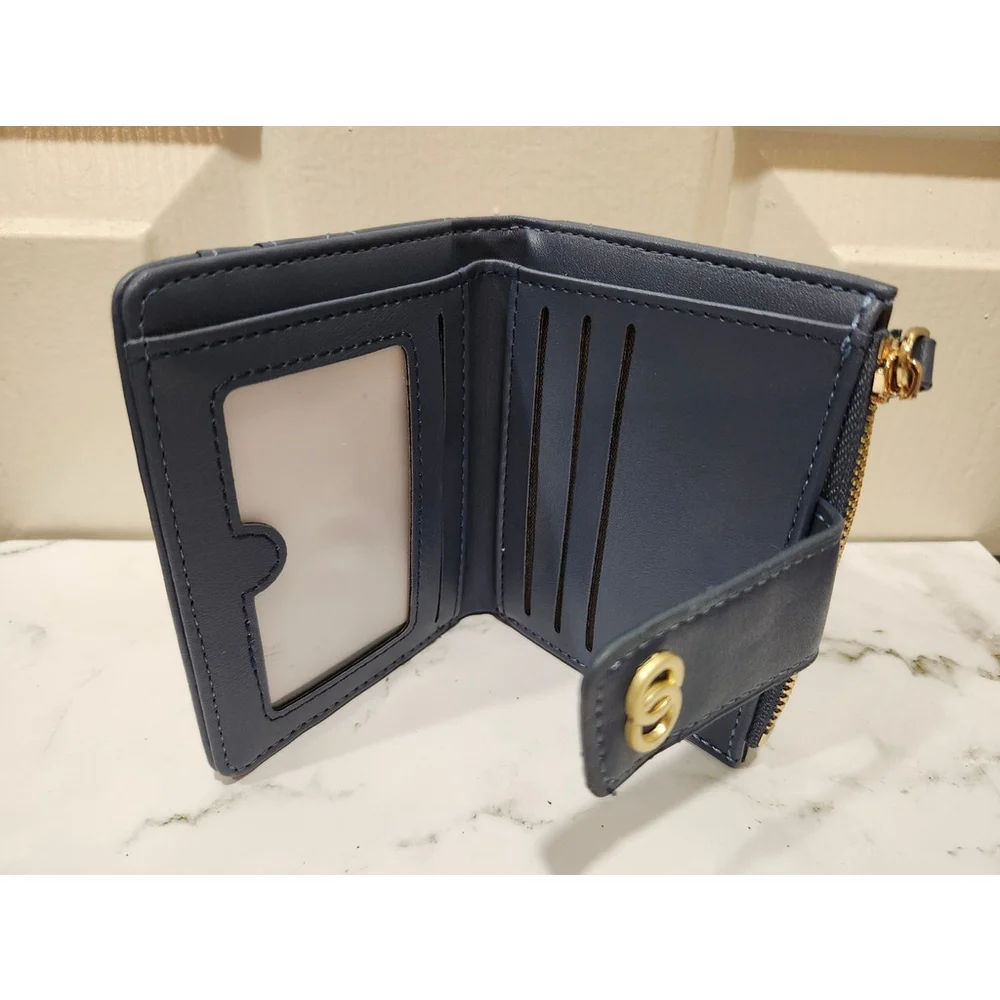 Crisscross Pattern Buckle Wallet In Blue